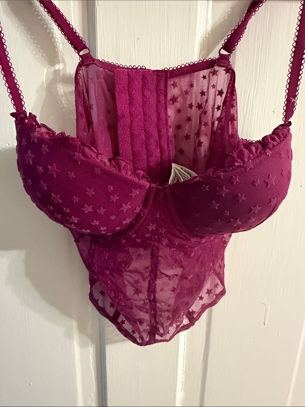 PINK by Victoria’s Secret Sheer Star Lace Bustier - Plum - Picture 3 of 4